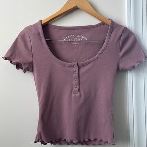 Aeropostale the OG Tee collection Mauve Pink size Small Cropped Henley Tee